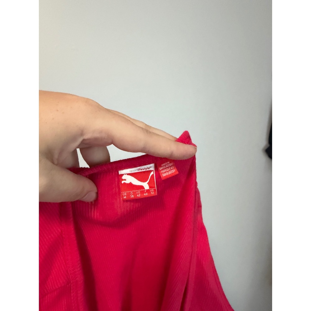 Puma Ribbed Tank Top Womens M Raspberry Pink Racerback Logo Sportlifestyle - Picture 4 of 4